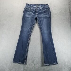 Ariya Jeans Womens 14 Blue Bootcut Low Rise Embroidered Stretch Flap Pockets